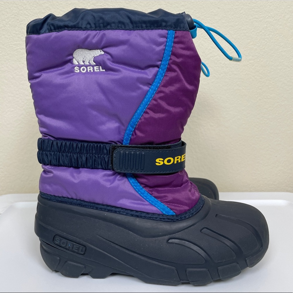 SOREL Size 4 Children Flurry Winter Snow Boots Purple Gray Kids Shoes - Picture 5 of 8
